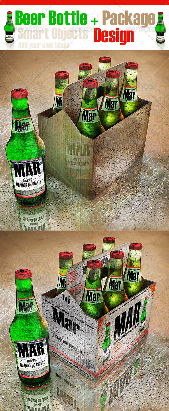 Beer Bottle and Package Design by studio_21 GraphicRiver